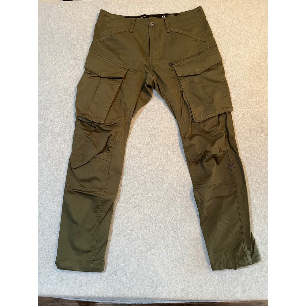 G-Star Raw Rovic Zip 3D Tapered Cargo Pants Green Mens 33x32 Measures 36x31